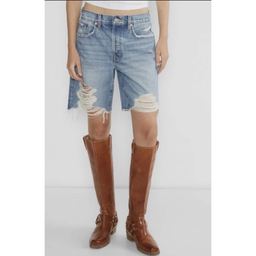RE/DONE Loose Long Shorts Destroyed Ripped Tide NWT Shorts